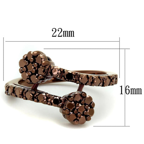 IP Coffee light Brass Ring with AAA Grade CZ  in Light Coffee