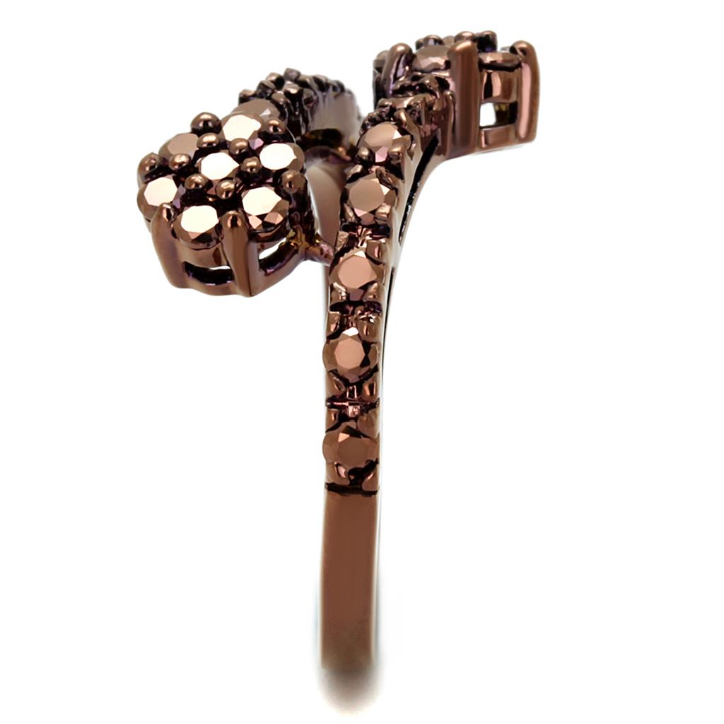 IP Coffee light Brass Ring with AAA Grade CZ  in Light Coffee