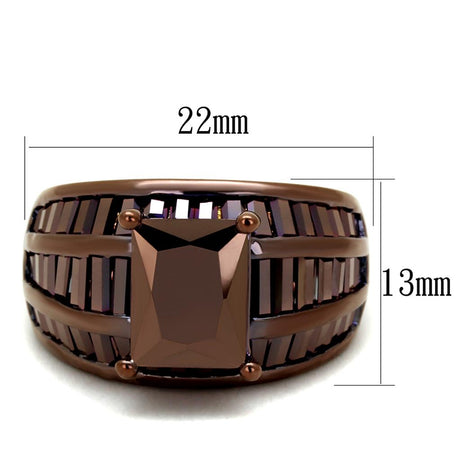 IP Coffee light Brass Ring with AAA Grade CZ  in Light Coffee