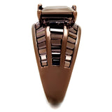IP Coffee light Brass Ring with AAA Grade CZ  in Light Coffee