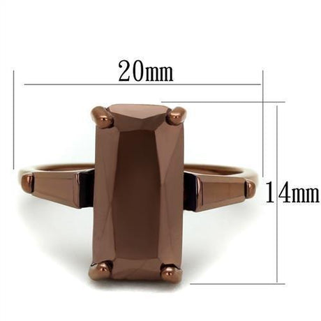IP Coffee light Brass Ring with AAA Grade CZ  in Light Coffee