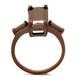 IP Coffee light Brass Ring with AAA Grade CZ  in Light Coffee