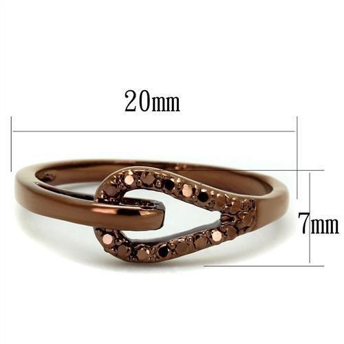 IP Coffee light Brass Ring with AAA Grade CZ  in Light Coffee