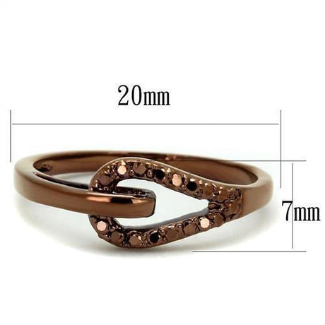 IP Coffee light Brass Ring with AAA Grade CZ  in Light Coffee
