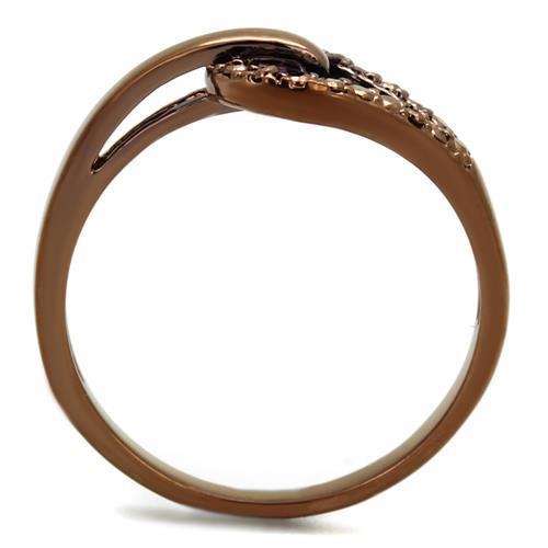 IP Coffee light Brass Ring with AAA Grade CZ  in Light Coffee