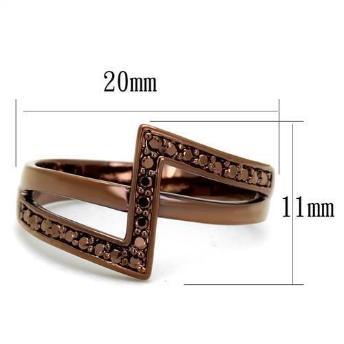 IP Coffee light Brass Ring with AAA Grade CZ  in Light Coffee