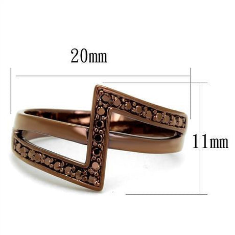 IP Coffee light Brass Ring with AAA Grade CZ  in Light Coffee