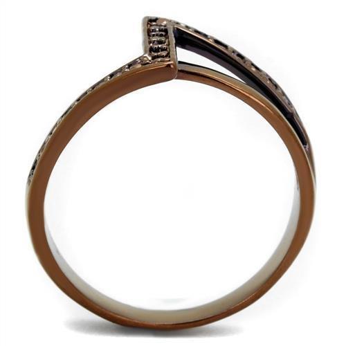 IP Coffee light Brass Ring with AAA Grade CZ  in Light Coffee