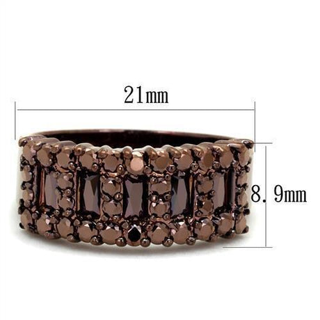 IP Coffee light Brass Ring with AAA Grade CZ  in Light Coffee