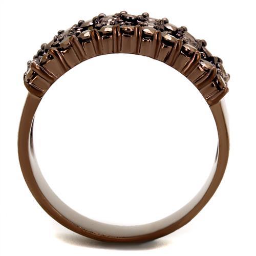 IP Coffee light Brass Ring with AAA Grade CZ  in Light Coffee