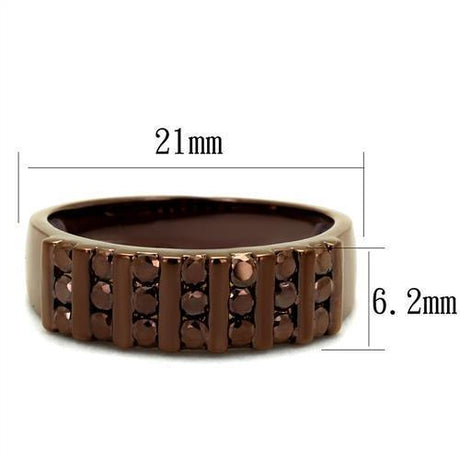 IP Coffee light Brass Ring with AAA Grade CZ  in Light Coffee