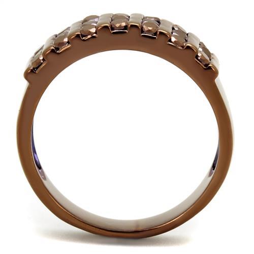 IP Coffee light Brass Ring with AAA Grade CZ  in Light Coffee