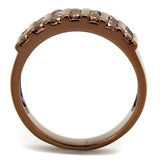 IP Coffee light Brass Ring with AAA Grade CZ  in Light Coffee
