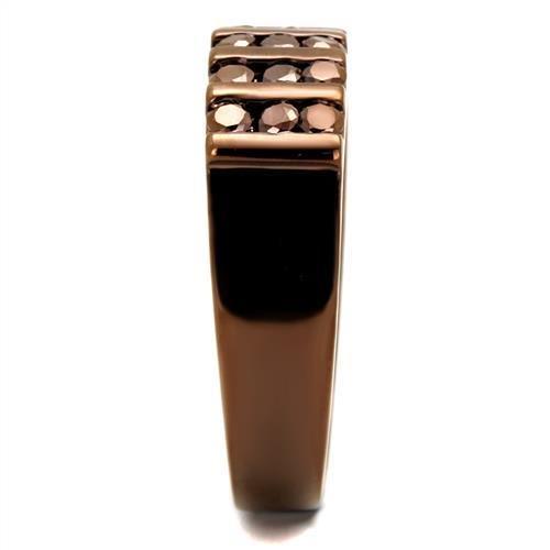 IP Coffee light Brass Ring with AAA Grade CZ  in Light Coffee