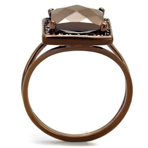 IP Coffee light Brass Ring with AAA Grade CZ  in Light Coffee