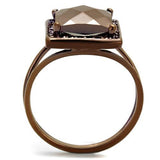 IP Coffee light Brass Ring with AAA Grade CZ  in Light Coffee