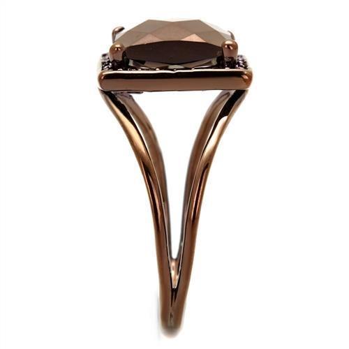IP Coffee light Brass Ring with AAA Grade CZ  in Light Coffee