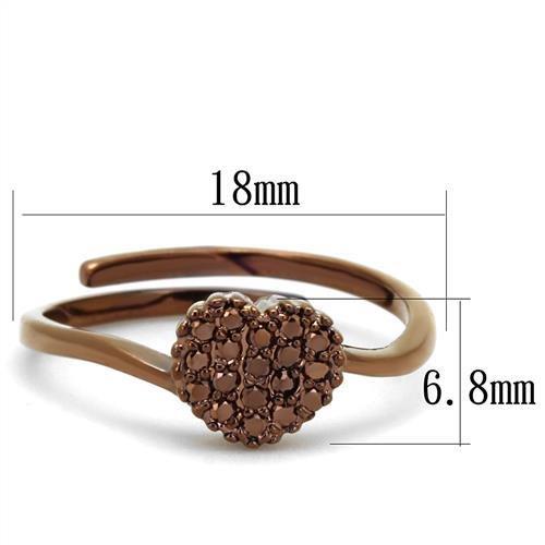 IP Coffee light Brass Ring with AAA Grade CZ  in Light Coffee