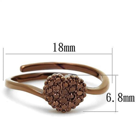 IP Coffee light Brass Ring with AAA Grade CZ  in Light Coffee