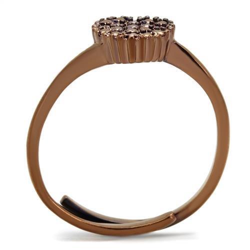 IP Coffee light Brass Ring with AAA Grade CZ  in Light Coffee