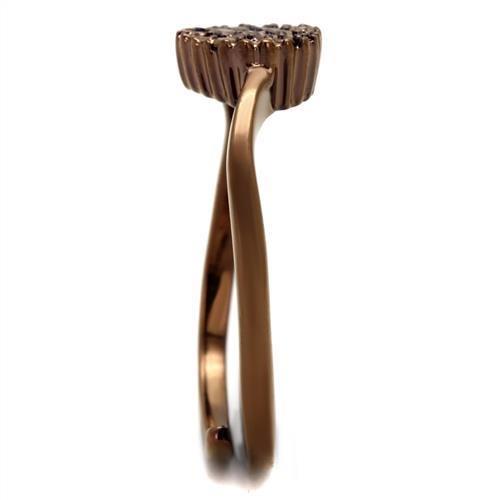 IP Coffee light Brass Ring with AAA Grade CZ  in Light Coffee