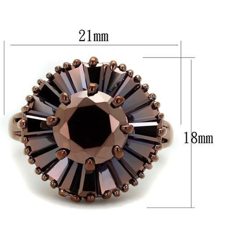 IP Coffee light Brass Ring with AAA Grade CZ  in Light Coffee