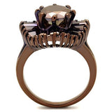 IP Coffee light Brass Ring with AAA Grade CZ  in Light Coffee
