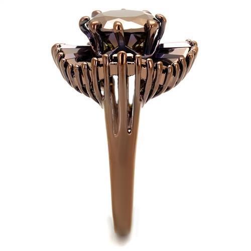 IP Coffee light Brass Ring with AAA Grade CZ  in Light Coffee