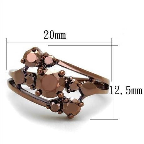 IP Coffee light Brass Ring with AAA Grade CZ  in Light Coffee