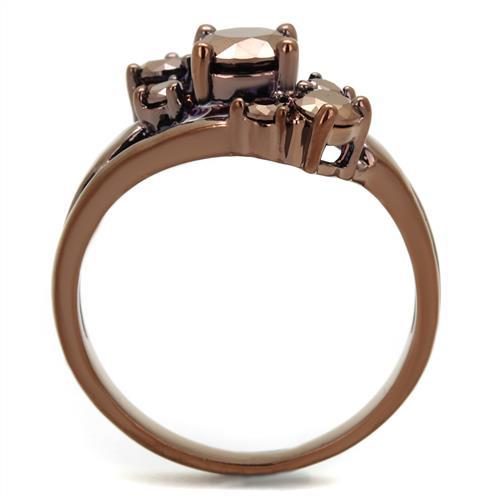 IP Coffee light Brass Ring with AAA Grade CZ  in Light Coffee