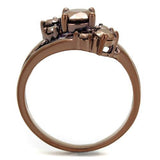 IP Coffee light Brass Ring with AAA Grade CZ  in Light Coffee