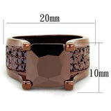 IP Coffee light Brass Ring with AAA Grade CZ  in Light Coffee
