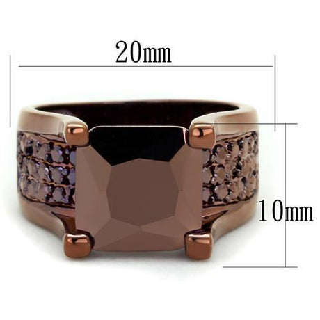 IP Coffee light Brass Ring with AAA Grade CZ  in Light Coffee