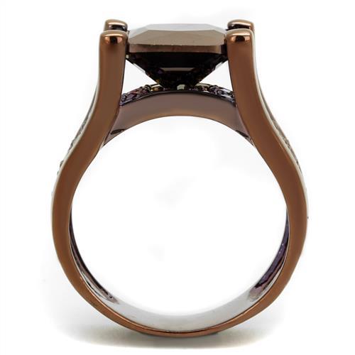 IP Coffee light Brass Ring with AAA Grade CZ  in Light Coffee