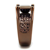 IP Coffee light Brass Ring with AAA Grade CZ  in Light Coffee