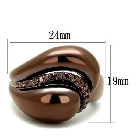 IP Coffee light Brass Ring with AAA Grade CZ  in Light Coffee