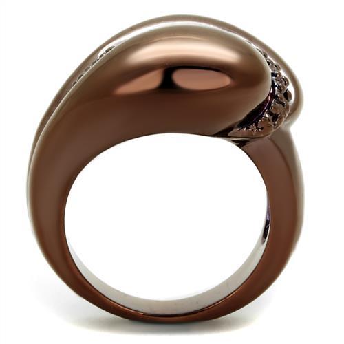 IP Coffee light Brass Ring with AAA Grade CZ  in Light Coffee