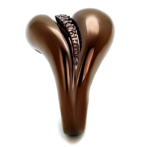 IP Coffee light Brass Ring with AAA Grade CZ  in Light Coffee