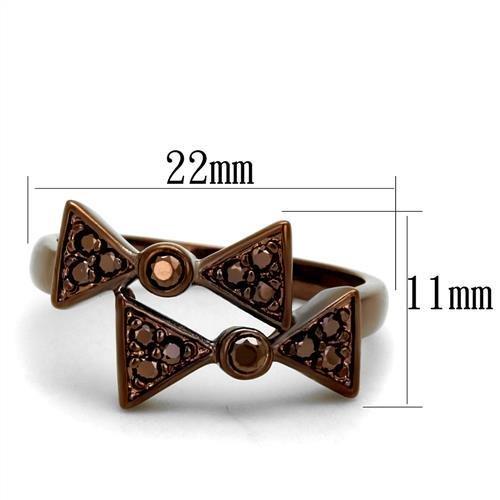 IP Coffee light Brass Ring with AAA Grade CZ  in Light Coffee