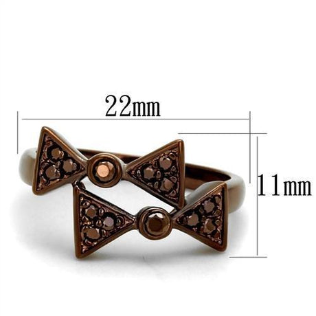 IP Coffee light Brass Ring with AAA Grade CZ  in Light Coffee