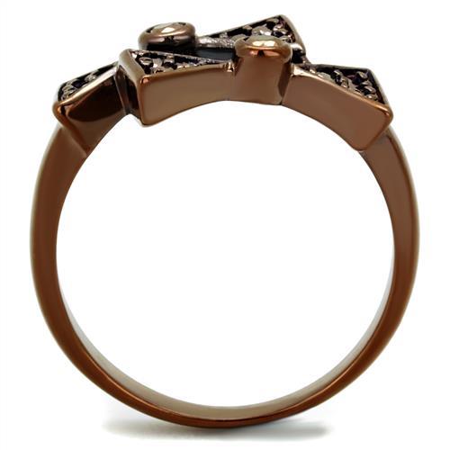 IP Coffee light Brass Ring with AAA Grade CZ  in Light Coffee