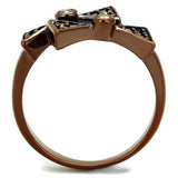 IP Coffee light Brass Ring with AAA Grade CZ  in Light Coffee