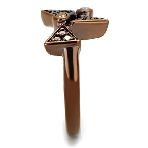 IP Coffee light Brass Ring with AAA Grade CZ  in Light Coffee