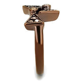IP Coffee light Brass Ring with AAA Grade CZ  in Light Coffee