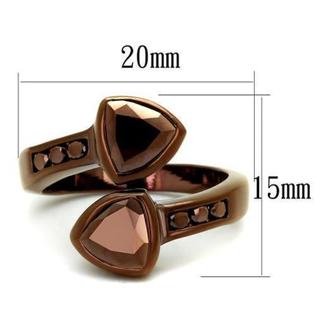 IP Coffee light Brass Ring with AAA Grade CZ  in Light Coffee