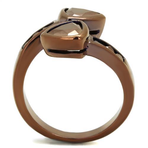 IP Coffee light Brass Ring with AAA Grade CZ  in Light Coffee
