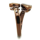 IP Coffee light Brass Ring with AAA Grade CZ  in Light Coffee