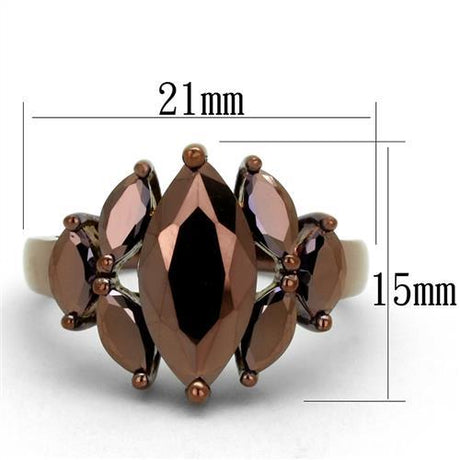 IP Coffee light Brass Ring with AAA Grade CZ  in Light Coffee