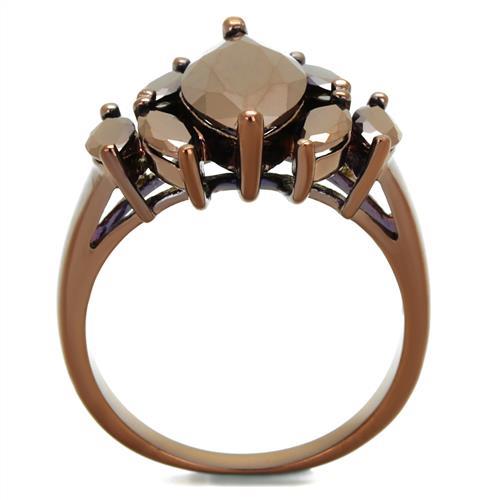 IP Coffee light Brass Ring with AAA Grade CZ  in Light Coffee