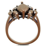 IP Coffee light Brass Ring with AAA Grade CZ  in Light Coffee